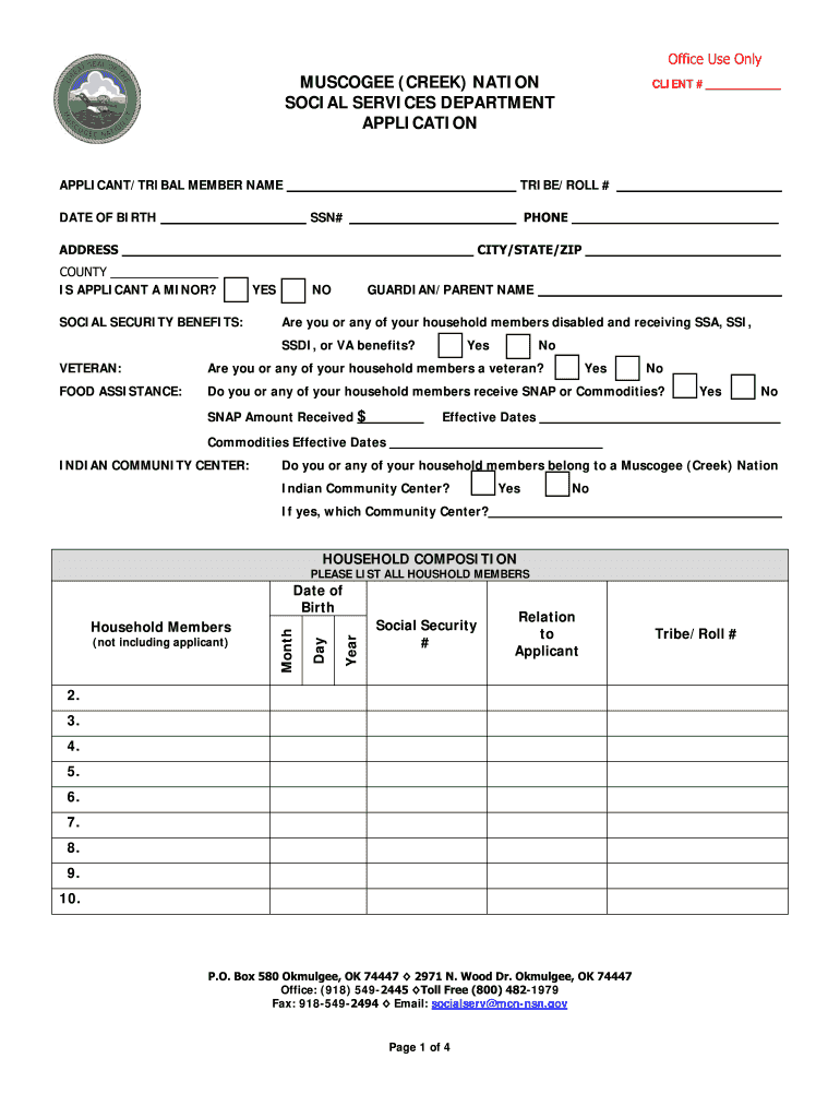 Creek Nation Financial Assistance 2015-2025